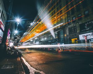 Preview wallpaper night city, road, traffic, light, new york, united states