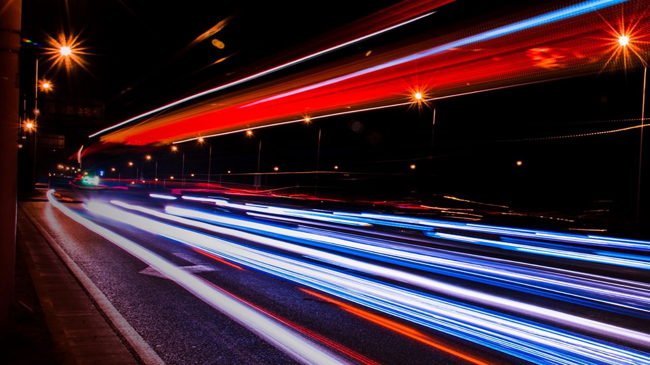 Download wallpaper 1280x720 night city, road, traffic, speed, light hd ...