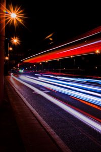 Preview wallpaper night city, road, traffic, speed, light