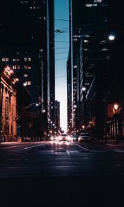 Preview wallpaper night city, road, traffic, lighting, city lights