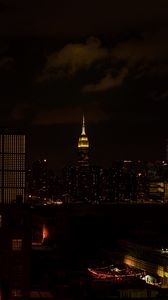 Preview wallpaper night city, skyscraper, city lights, metropolis, new york, united states