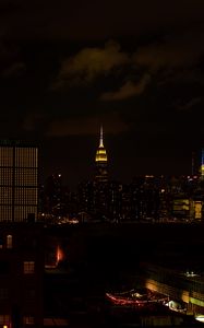 Preview wallpaper night city, skyscraper, city lights, metropolis, new york, united states