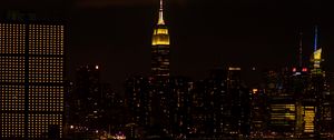 Preview wallpaper night city, skyscraper, city lights, metropolis, new york, united states