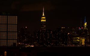 Preview wallpaper night city, skyscraper, city lights, metropolis, new york, united states