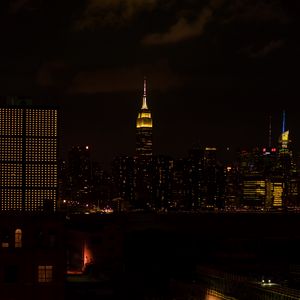 Preview wallpaper night city, skyscraper, city lights, metropolis, new york, united states