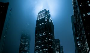 Preview wallpaper night city, skyscraper, long exposure