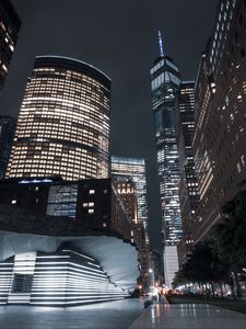 Preview wallpaper night city, skyscrapers, architecture, memorial, new york, usa