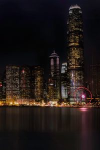 Preview wallpaper night city, skyscrapers, beach