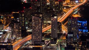 Preview wallpaper night city, skyscrapers, buildings