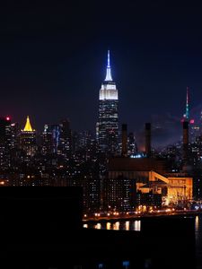 Preview wallpaper night city, skyscrapers, buildings