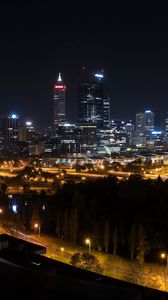 Preview wallpaper night city, skyscrapers, buildings, city lights, perth, australia