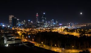 Preview wallpaper night city, skyscrapers, buildings, city lights, perth, australia