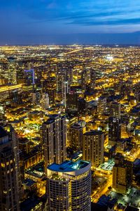 Preview wallpaper night city, skyscrapers, buildings, architecture, lights, aerial view