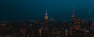 Preview wallpaper night city, skyscrapers, city lights, new york, united states