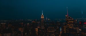 Preview wallpaper night city, skyscrapers, city lights, new york, united states