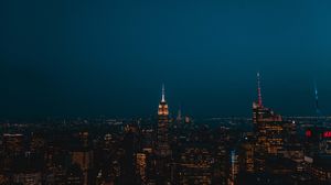 Preview wallpaper night city, skyscrapers, city lights, new york, united states