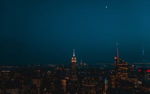 Preview wallpaper night city, skyscrapers, city lights, new york, united states