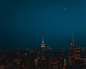 Preview wallpaper night city, skyscrapers, city lights, new york, united states