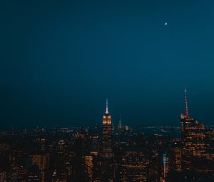 Preview wallpaper night city, skyscrapers, city lights, new york, united states