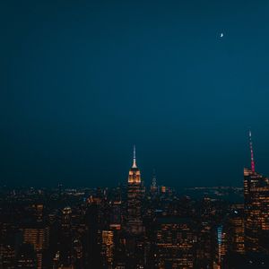 Preview wallpaper night city, skyscrapers, city lights, new york, united states