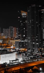 Preview wallpaper night city, skyscrapers, city lights, miami, united states