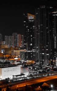 Preview wallpaper night city, skyscrapers, city lights, miami, united states