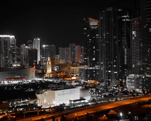 Preview wallpaper night city, skyscrapers, city lights, miami, united states
