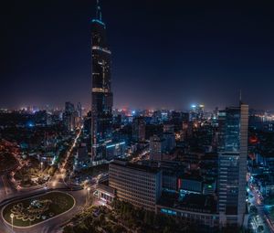 Preview wallpaper night city, skyscrapers, nanjing, china