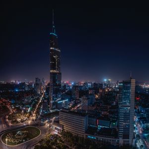 Preview wallpaper night city, skyscrapers, nanjing, china