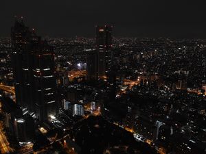 Preview wallpaper night city, skyscrapers, tokyo, night