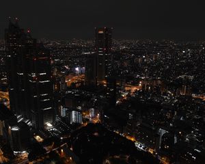 Preview wallpaper night city, skyscrapers, tokyo, night