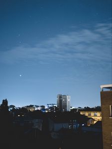 Preview wallpaper night city, starry sky, buildings, sky, toulouse, france