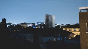 Preview wallpaper night city, starry sky, buildings, sky, toulouse, france