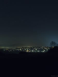 Preview wallpaper night city, starry sky, night, aerial view