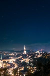 Preview wallpaper night city, starry sky, night, city lights, aerial view