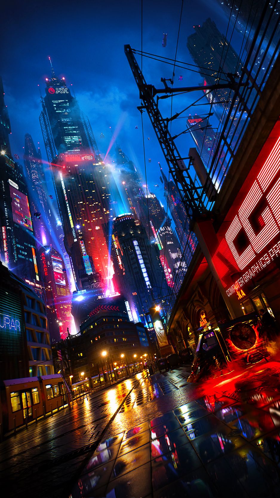 Science Fiction Futuristic Cyberpunk Neon Night City Street Art  Illustration. Modern Sci-Fi Cyber Punk Cityscape Scenery Background.  Digital AI Neural Network Generated Art Fantastic Wallpaper Stock  Illustration | Adobe Stock