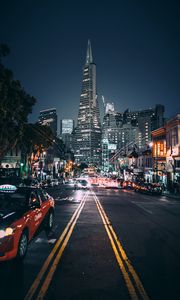 Preview wallpaper night city, street, city lights, road, san francisco, usa