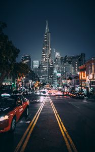 Preview wallpaper night city, street, city lights, road, san francisco, usa