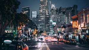 Preview wallpaper night city, street, city lights, road, san francisco, usa