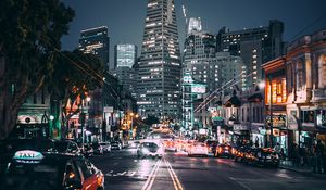 Preview wallpaper night city, street, city lights, road, san francisco, usa