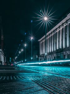 Preview wallpaper night city, street, light, lights, long exposure