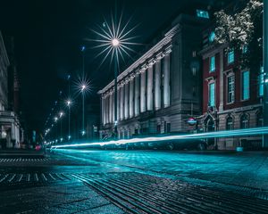 Preview wallpaper night city, street, light, lights, long exposure