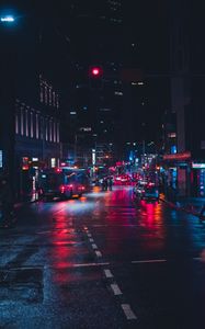 Preview wallpaper night city, street, lighting, traffic, sydney, australia