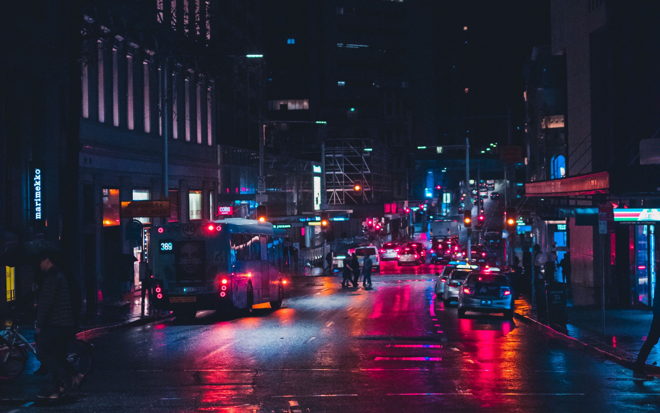 Download Wallpaper 2560x1600 Night City Street Lighting Traffic