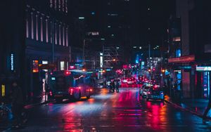Preview wallpaper night city, street, lighting, traffic, sydney, australia