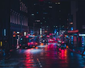 Preview wallpaper night city, street, lighting, traffic, sydney, australia