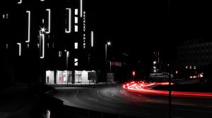 Preview wallpaper night city, street, lights, long exposure