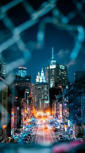 Preview wallpaper night city, street, lights, overview, cityscape