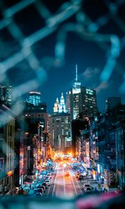 Preview wallpaper night city, street, lights, overview, cityscape