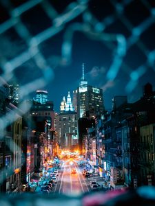 Preview wallpaper night city, street, lights, overview, cityscape